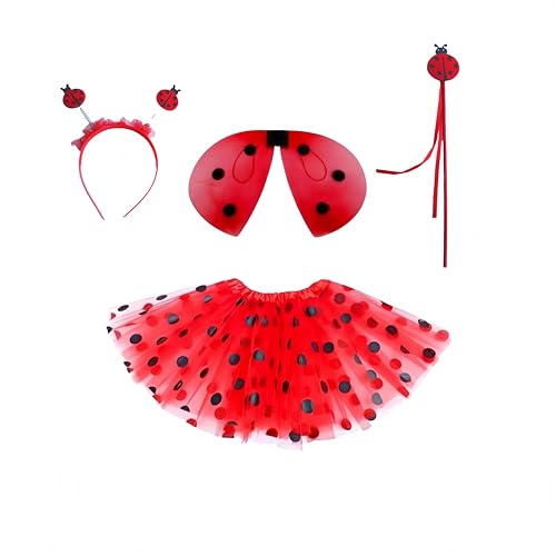 Danballto Ladybug Costume for Toddler Girls Tutu Wings Kids Halloween Costume for Girls Party Favo Dress Up r (red Black)