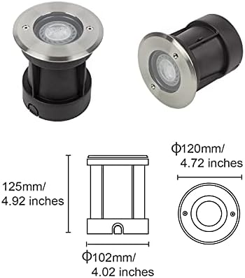 DAWALIGHT Recessed Ground Light Mains Powered GU10 Garden Buried Light IP67 Waterproof Outdoor Underground Light Round Walk Over Lighting for Pathway Patio Driveway, Stainless Steel
