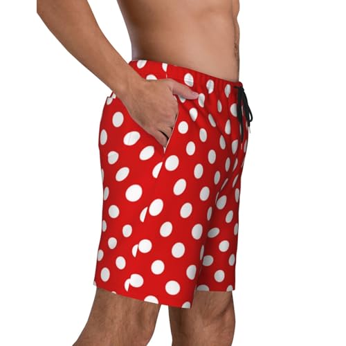 Polka dot red Men's Beach Shorts Summer Swim Trunks Quick Dry Casual Swim Beach Shorts3