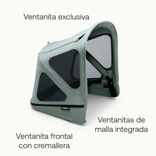 Miniatura 6 de Bugaboo Capota Ventilada Donkey Extensible Para Una Cobertura Adicional Y Una Protección Solar Óptima, Repele El Agua, Compatible Con Todos Los Carritos Bugaboo Donkey, Verde Grisáceo