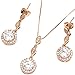 FC Rose Gold Plated Diamante Crystal CZ Round Necklace Earring Studs Jewelry Set