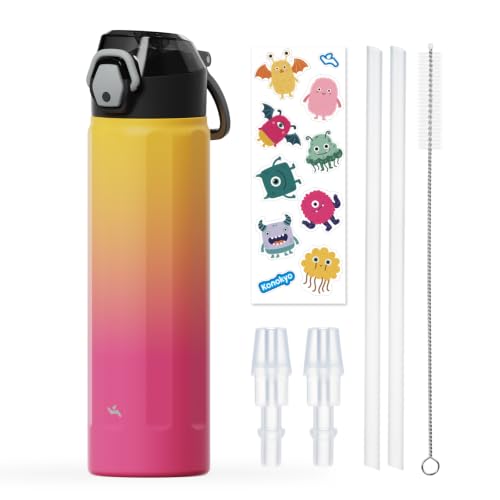 Konokyo FLOWPLAY 22oz Push-Button Insulated Water Bottle, Rainbow