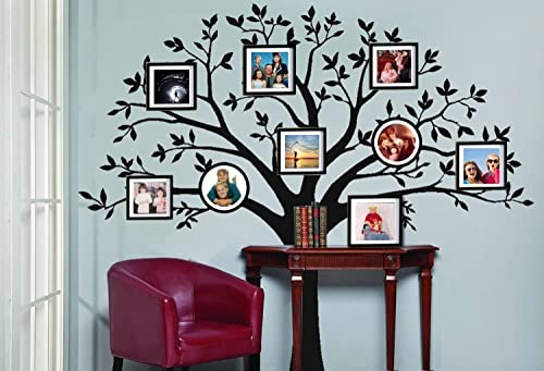 MAFENT Giant Family Photo Tree Wall Decal Mural Art Vinyl Wall Stickers Living Room Baby Room Decor (Black)