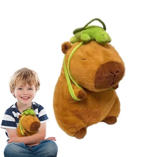 Brinquedo de Pelúcia Capivara de Desenho Animado, Mini Boneca com Mochila de Tartaruga, Boneca de 23 cm, Travesseiro de Pelúcia para Crianças