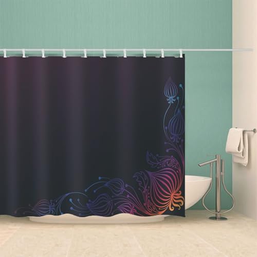 Rideau de douche lavable imperméable violet avec anneaux inclus - 4