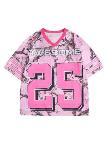 Verdusa Men's Graphic Tee Shirts V Neck Short Sleeve Drop Shoulder T Shirts - Main Image