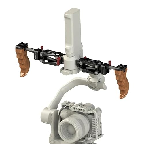 HONGTOO Double main support poignée bras amortisseur pour DJI Ronin RS2/RS3/RS4 Series 5 kg Charge maximale Poignées en bois OTAN