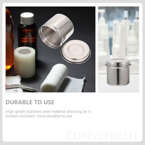 Frasco de gasa de acero inoxidable de 2 piezas para almacenamiento médico plata 5