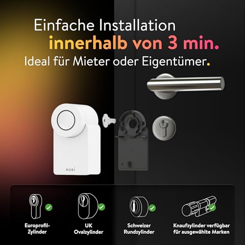 Nuki Smart Lock Go (2025) mit Bluetooth, WLAN & Matter, elektronisches Türschloss macht Smartphone zum Schlüssel, Nachrüsten ohne Zylindertausch – Smart Lock