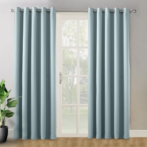 Image of haus & kinder Solid Blackout Window Curtains 5 Feet Long Pack of 2 Window Curtains, 5 Feet Curtains for Window, 100% Room Darkening (Aqua, 114x213 CM)