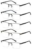 Eyecedar Metal Half-Frame Reading Glasses Men 5-Pack Spring Hinges Stainless Steel Material Includes Sun Readers +1.00