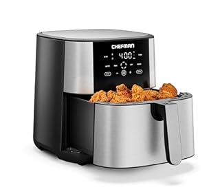 Chefman TurboFry® Touch Friteuse à air pulsé, XL 8-Qt (7,5L) Format familial, commandes numériques à une touche, préréglages pour frites, poulet, viande, poisson, pièces antiadhésives et lavables au