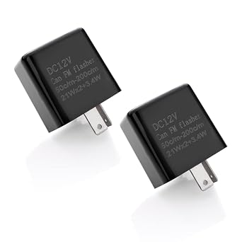 12V Speed Adjustable 2 Pin LED Electronic Flasher Relay for Motorcycle Turn Signal Direct Replacement Universal Hazard Warn Hyper Flash Relay Black,2pcs