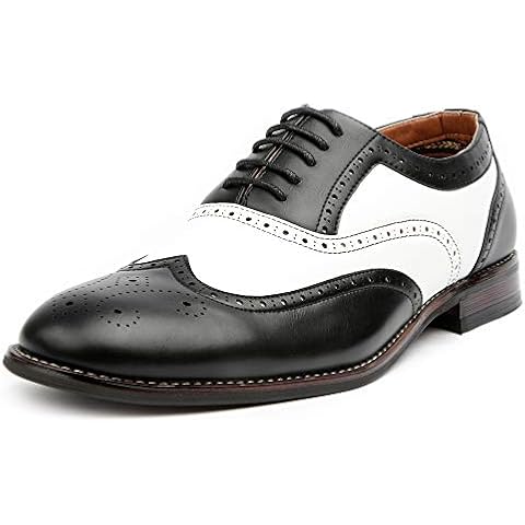 Ferro Aldo Arthur MFA139001D Mens Wingtip Two Tone Oxford Black and White Spectator Dress Shoes Cover