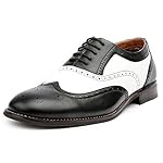 Mens-Causal-Wingtip-Oxfords-Modern-Spectator-Style-BlackWhite-12-DM-Run-big-Order-1-size-smaller