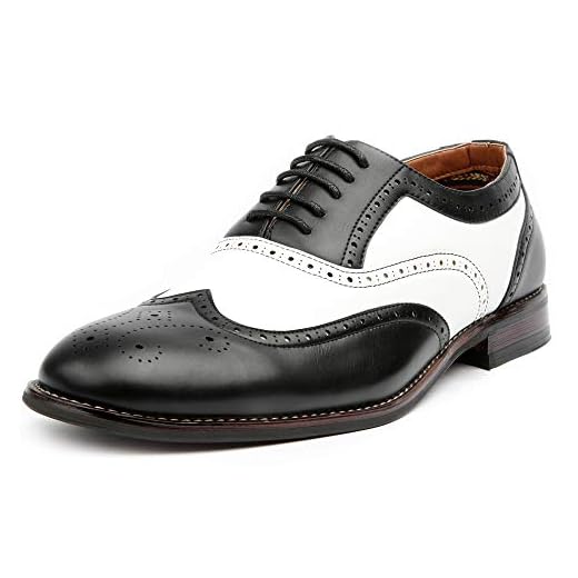 Ferro Aldo Arthur MFA139001D Mens Wingtip Two Tone Oxford Black and White Spectator Dress Shoes