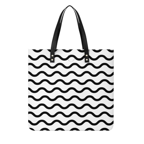 Tote Bag Vagues Noires Et Blanches Le Sac À Bandoulière Idéal De Voyage
