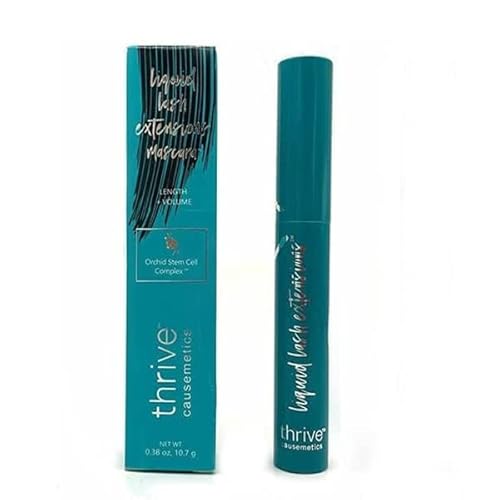 Thrive Mascara Extensions, lengthening and volumizing eye makeup; waterproof, smudge-proof, long-lasting, clumpy, and non-flaking (Rich Black)