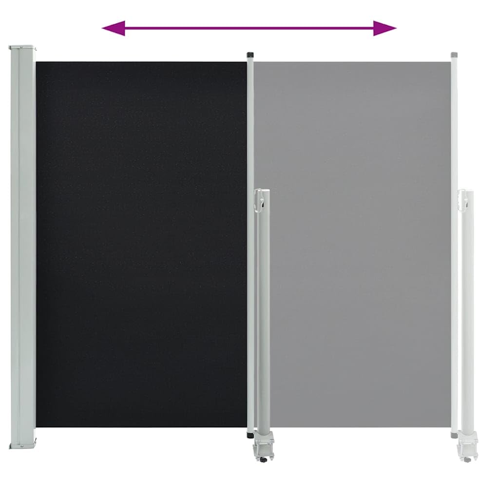 Tenda da Sole Laterale Estensibile, 140x300 cm Nero, Tessuto Poliestere UV e Struttura Ferro, Frangivista Balcone e Separe da Esterno, per Giardino e Patio