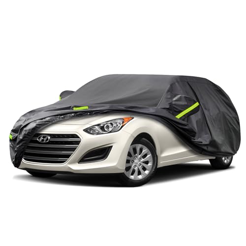 Image of Kaugung 7 Layers Hatchback Car Cover Universal for 2011-2025 Hyundai Elantra GT, Waterproof All Weather Resistant Outdoor Sun Rain Dust Snow Protection.(USA Warehouse,Within 3-7 Days) Black