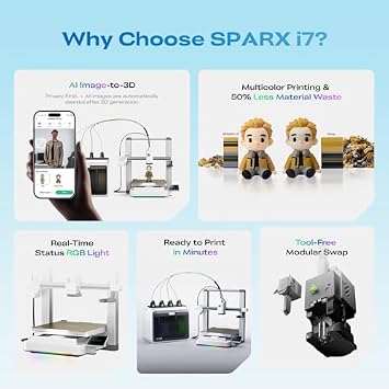 Creality SPARKX i7 Combo 3D Printer Bundle with Creality 3D Printer Filament 1.75mm, Rainbow Upgrade PLA+