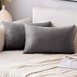 EMEMA Funda de Cojine Terciopelo Funda de Almohada del Sofá Throw Cojín 30x50 cm Decoración Almohada Caso de la Cubierta Decorativo para Sala de Estar Pulgadas 2 Pieza Gris