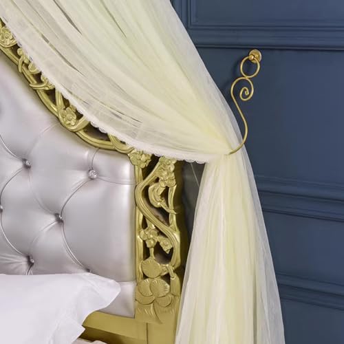 Ciel de lit princesse en dentelle double couche couronne dorée - 3