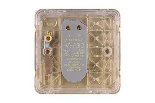 Schneider Electric Lisse Screwless Deco - Single 1 Way Dimmer Light Switch, Mains, 250 W, GGBL6011CSBS, Satin Brass - Image 5