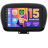 Hikity 2+64GB Autoradio Android 15 per Fiat 500X 2014-2020 con Schermo Tattile 9 Pollici, Stereo 2din con Wireless Carplay Android Auto FM/RDS Radio GPS WiFi SWC Retrocamera+MIC