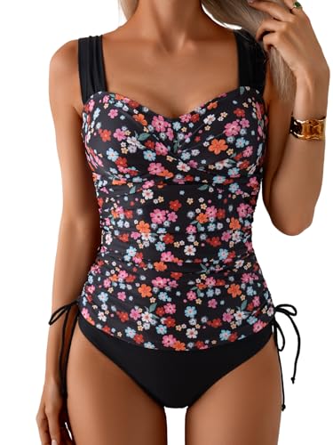 Image of B2prity Tankini Swimsuits for Women Tummy Control Two Piece Bathing Suit High Waisted Wrap Swim Suit with Bottom Swimwear