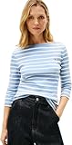 Tommy Hilfiger Camiseta Slim Cody Boat-NK 3/4SLV WW0WW40589 L/S para Mujer, Azul (Clear Water/Ecru STP), L, Azul (Clear Water/Ecru STP), L