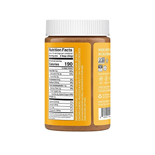Octonuts Dry Roasted Sea Salt Caramel Cashew 16Oz Nut Butter - Pure Creamy Nut Butter - Heart Healthy And Delicious Keto Friendly Foods - Gluten Free, Vegan, Kosher, Paleo, Non-Gmo Nut Butters #TOP3