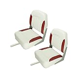 Seamander Marine Low Back Boat Seat (White/Red(2-Pack 102S))