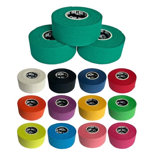 Image of Ringside 1 inch Athletic Trainers Tape, Cotton Kinesiology Tape for Combat Sports, Adhesive, 30 Foot Rolls, Bright Green, 3 Pack