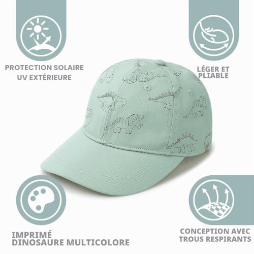 DRESHOW Bambin Baseball Casquette Bébé Soleil Chapeau Mignon Dinosaure Motif Casquettes Unisexe Bébé Trucker Chapeaux Nourrisson Bambin Child Chapeaux pour Garçons Filles – vue 2