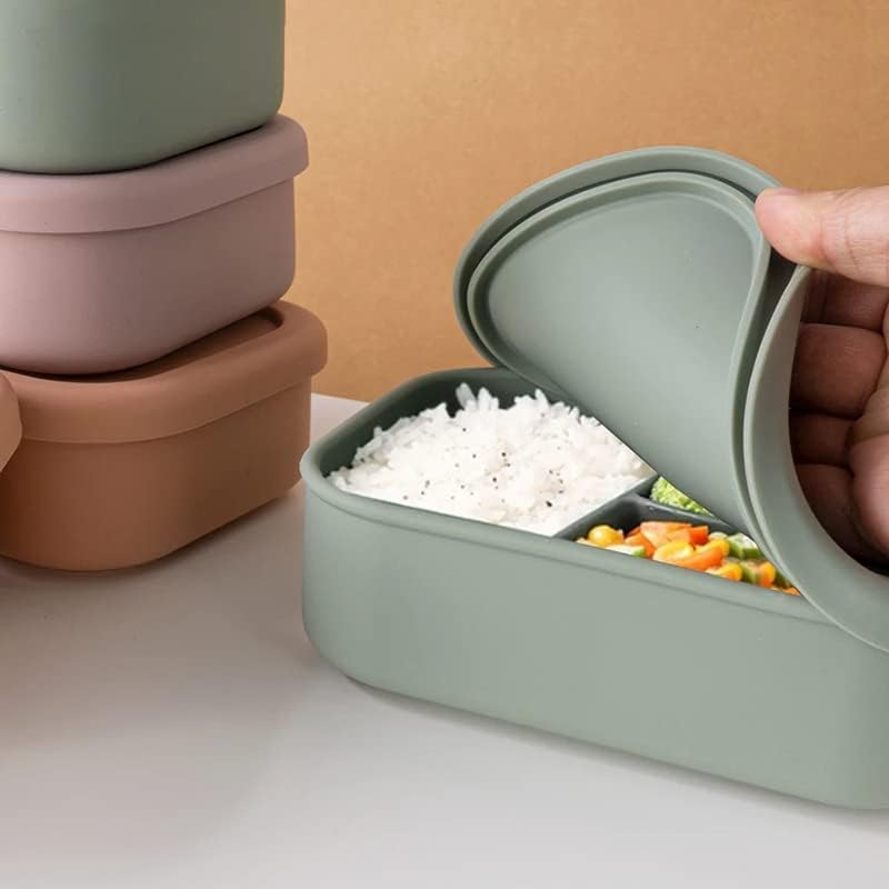 Miniatura 3 de Lonchera térmica Bento Box Fo para almacenamiento de alimentos de silicona con tres compartimentos para alimentos que no se escapan, seguridad y