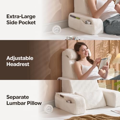 Mofumochi X-Large Reading Pillow for Bed Sitting Up with Sturdy Armrests & Supportive 60° Ergonomic Backrest Design for Reading, Gaming, TV & Relaxation by Mofumochi - Used condition - Image 6