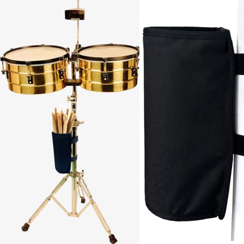 Wanty Drumstick Holder Drum Sticks Nylon Holder High-Capacity Bag with Two Hook & Loop Straps for Drumsticks Mallets Brushes Up to 10 Pairs Drum Set Accessories - Thumbnail 4