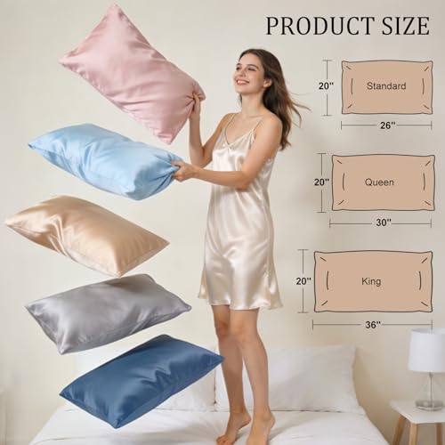 Cooling Pillowcases Set of 2 for Hot Sleeper, Night Sweats Beauty Sleep Reduces Wrinkles, Cool to the Touch Silky Breathable (Q-Max>0.5) Oeko-TEX Certified Queen Size 20 x 30 Inches Pale Pink by Bcareself - Used condition - Image 4
