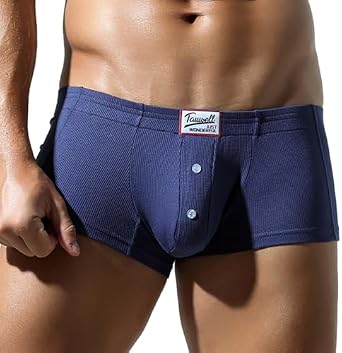 Mens Soft Boxers with Button - Breathable and Comfortable Pure Color Underwear for Daily Wear