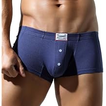 Mens Soft Boxers with Button - Breathable and Comfortable Pure Color Underwear for Daily Wear