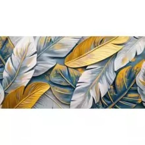 Affiche texturée moderne verte et dorée pour habiller un grand mur blanc 65x130