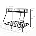 Metal Bunk Bed Twin Over Full Size, Heavy Duty Bunk Bedframe with Safety Guard & Ladder, Space-Saving, No Box Spring Needed, BunkBed Frame for Aldults Dorm Bedroom Guest Room (Black, Twin Over Full)