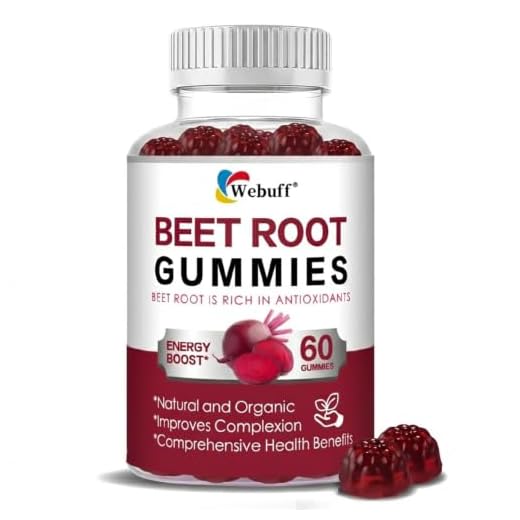 Webuff Beet Root Gummies - Nitric Oxide Booster with Organic Beet, Pomegranate & Grape Seed, Vitamin B12 - Energy, Circulation & Heart Health Support, Vegan, Non-GMO, 60 Count (Pack of 1)