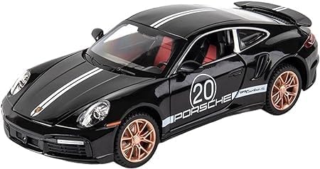 Alloy Metal Pull Back Die-cast Car 1:32 Porche Turbo 911 Diecast Metal Pullback Toy car with Openable Doors, Light Music Boys Gifts Toys for Kids(1/32 Porche Turbo_Black)