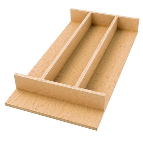 Rev-A-Shelf Natural Maple Right Size Utensil Insert Home Storage Kitchen Organizer 4 Compartment Drawer Accessory, 10-1/4\" x 19-1/2\", 4WUT-15SH-1