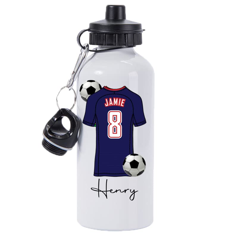 Pickhut Personalised World Cup 2026 Football 600ml White Aluminium Sports Water Bottle | Customised with Name/Number/Text on Jersey Shirt Design | Back to School Gift for Kid (Japan)