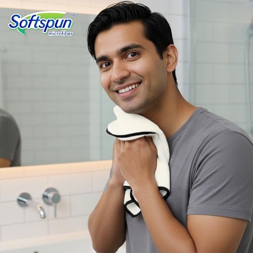Image of SOFTSPUN Microfiber Hand & Face Wipes 280 GSM 20x30 Cms, 4 Piece Towel Set, (White) Super Soft & Silky for Hand, Face and Body - Hypoallergenic Sensitive Skin Wipes & Washcloths.