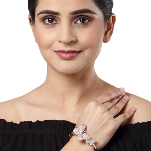 Rhodium-Plated Teardrop & Square Shaped Kada Bracelet