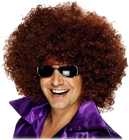 Afro Wig- United States of Oh My Gosh, Bob Ross Style Lace Front Glueless Wigs Human Hair, Heat-Resistant Synthetic Men Wig, Unisex, Men, Women, Anime Cosplay, Fancy, Funny Halloween Wigs for Party - Brown